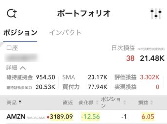 米国株空売り後の口座状態